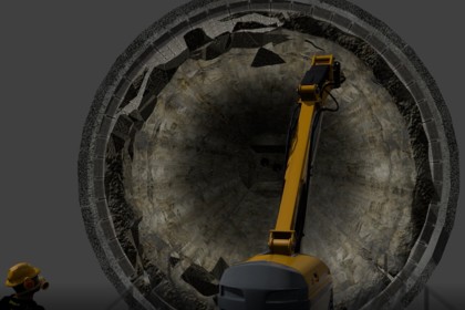 Procedura wyburzania pieca cementowego w filmie animowanym
