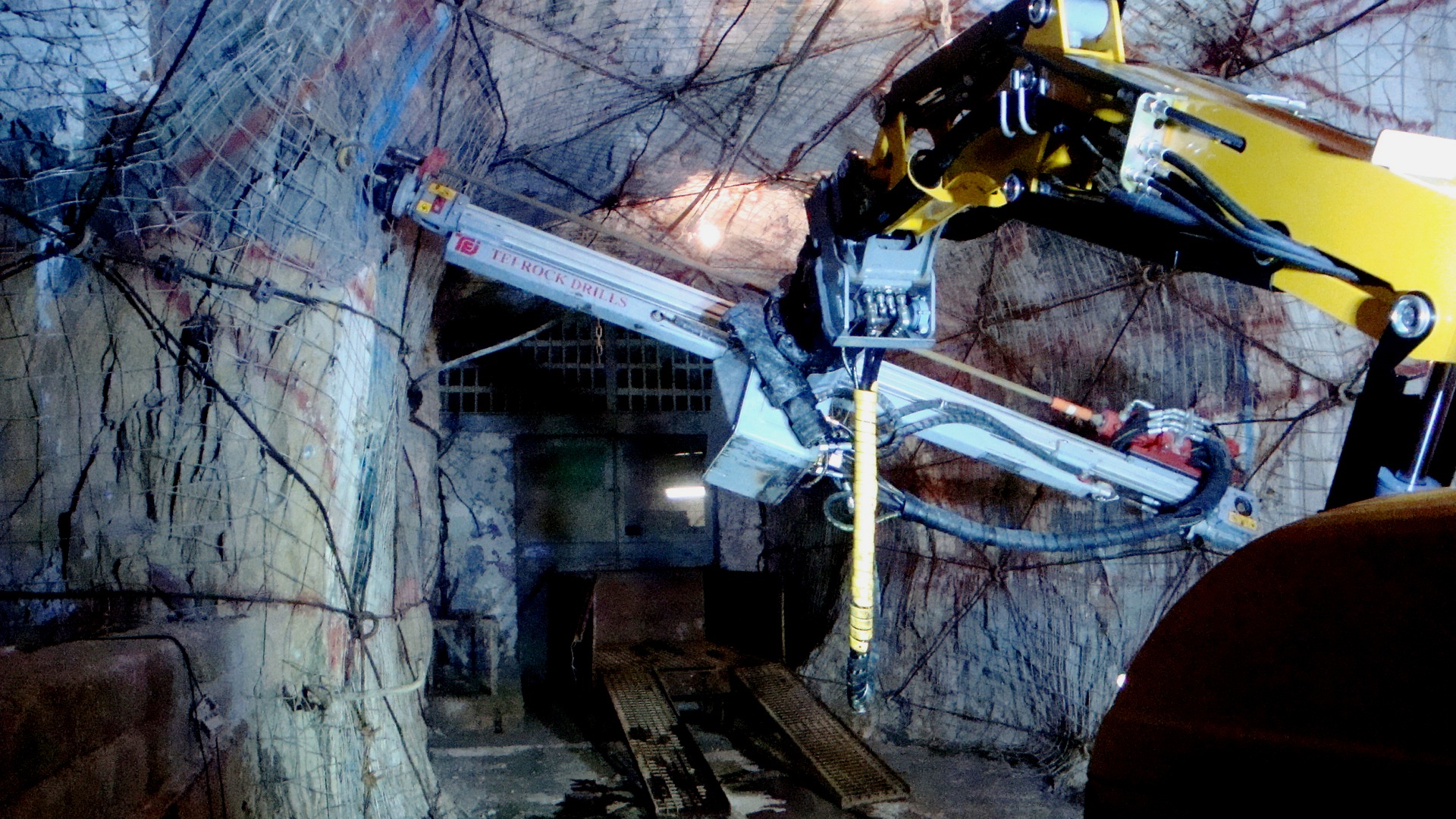 Brokk demolition robot with hydraulic breaker for mining